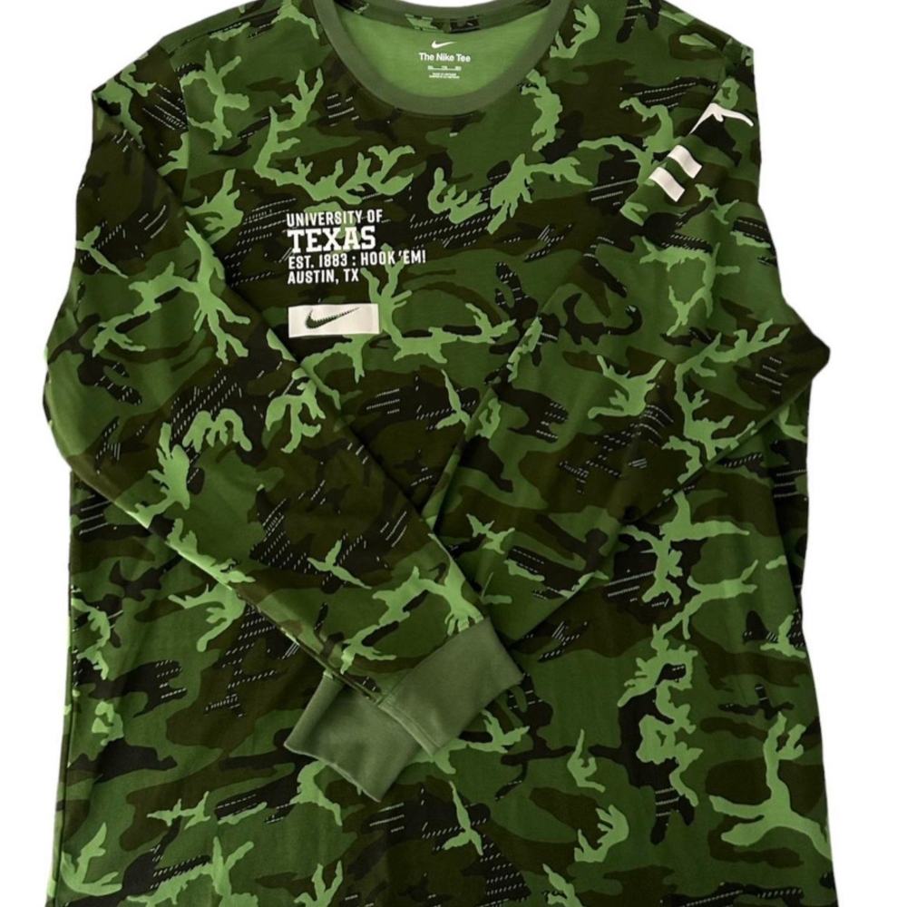 Nike Green Long Sleeve Tee with Camo Design